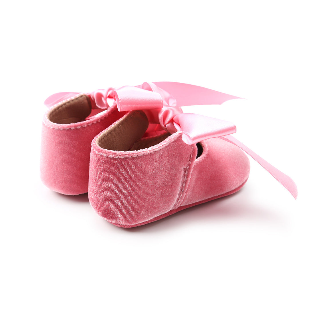 Baby Girl Anti-slip Velvet Flats Adjustable Bowtie - 0912 - quixoticmuses