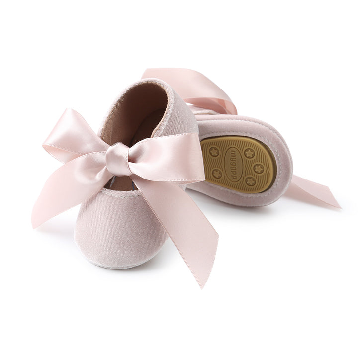 Baby Girl Anti-slip Velvet Flats Adjustable Bowtie - 0912 - quixoticmuses