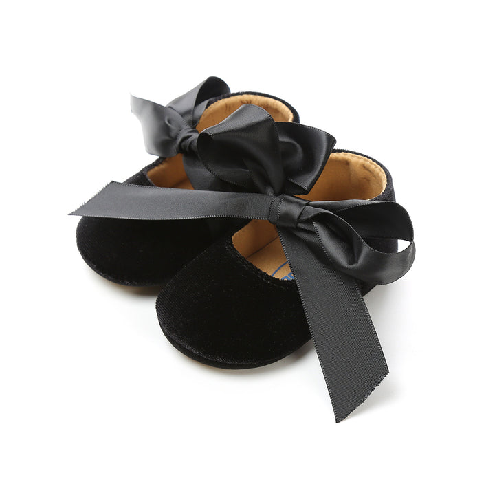 Baby Girl Anti-slip Velvet Flats Adjustable Bowtie - 0912 - quixoticmuses