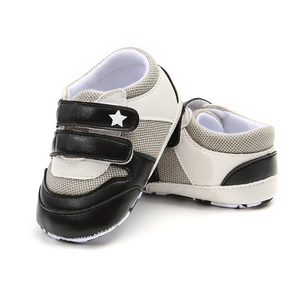 Baby Boy Splicing Color PU Leather Magic Tape Sneakers - quixoticmuses