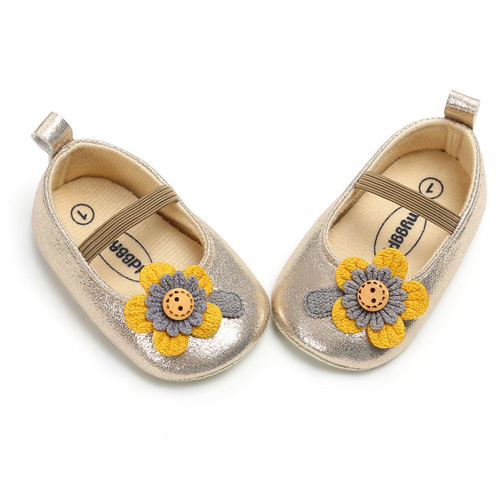 Baby Girl Glitter Flats Sunflower - 0912 - quixoticmuses