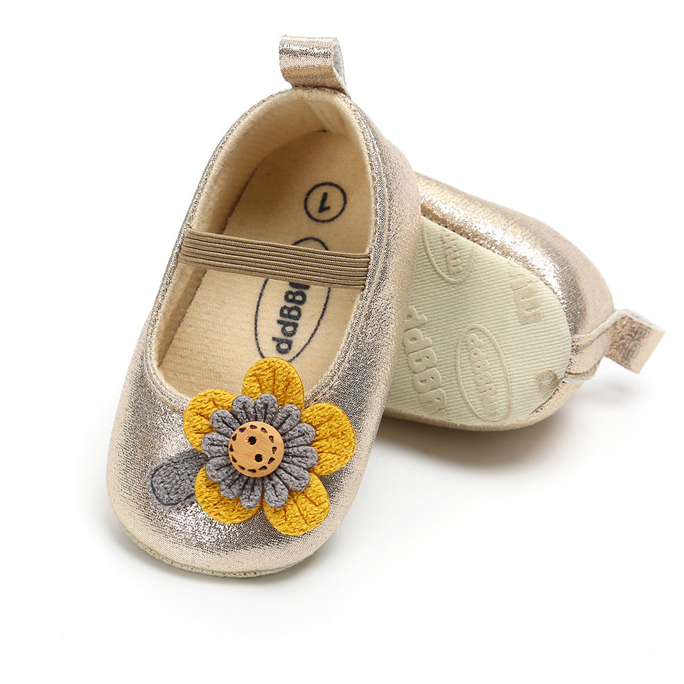 Baby Girl Glitter Flats Sunflower - 0912 - quixoticmuses