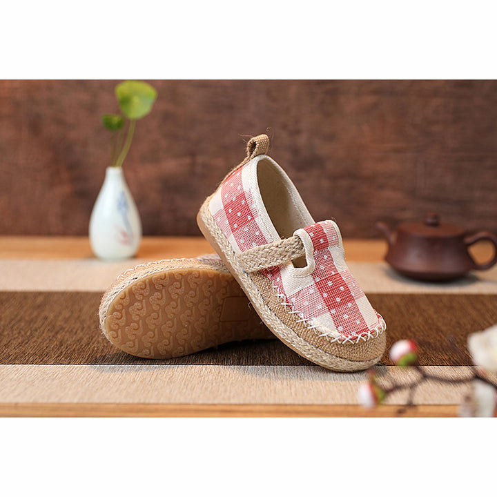 Baby Kids Boy Girl Unisex Textile Anti-slip Plaid Flats Snow Flakes Shoes Magic Tape 2011 - quixoticmuses