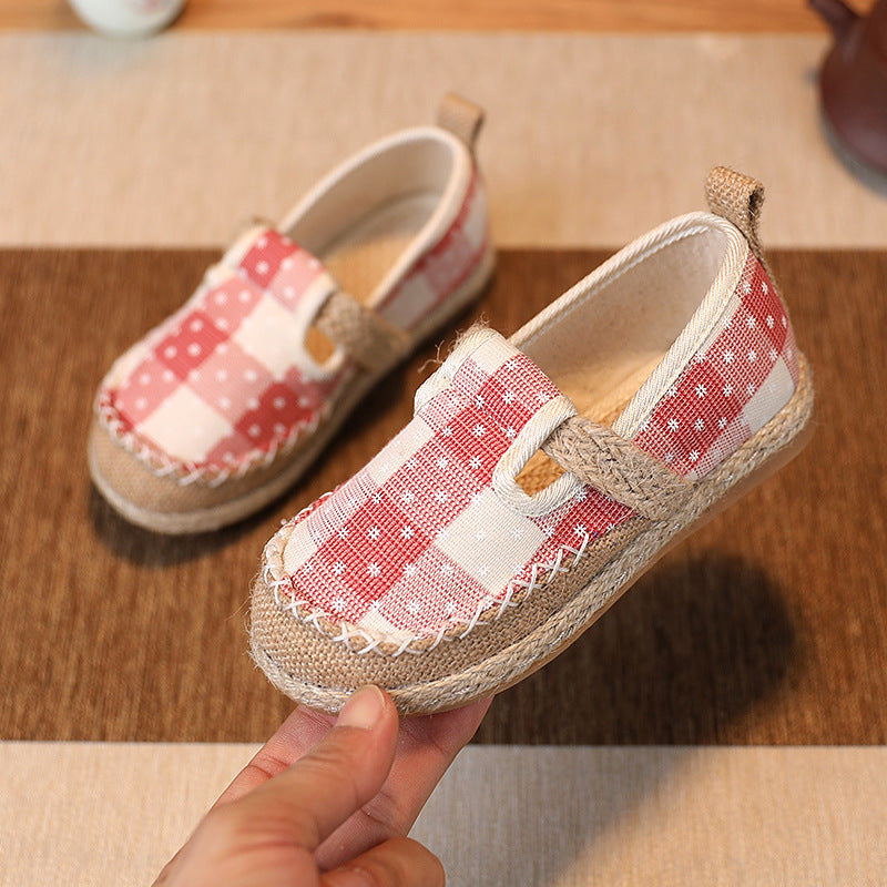 Baby Kids Boy Girl Unisex Textile Anti-slip Plaid Flats Snow Flakes Shoes Magic Tape 2011 - quixoticmuses