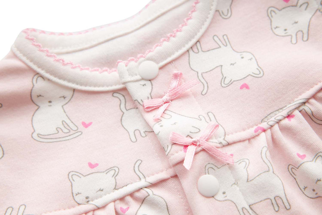 Baby Girl Pink w White Cats Romper - quixoticmuses