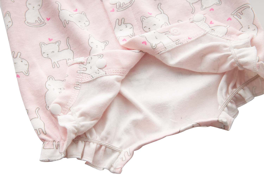 Baby Girl Pink w White Cats Romper - quixoticmuses