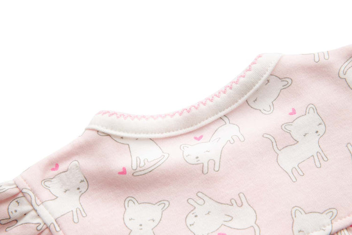 Baby Girl Pink w White Cats Romper - quixoticmuses