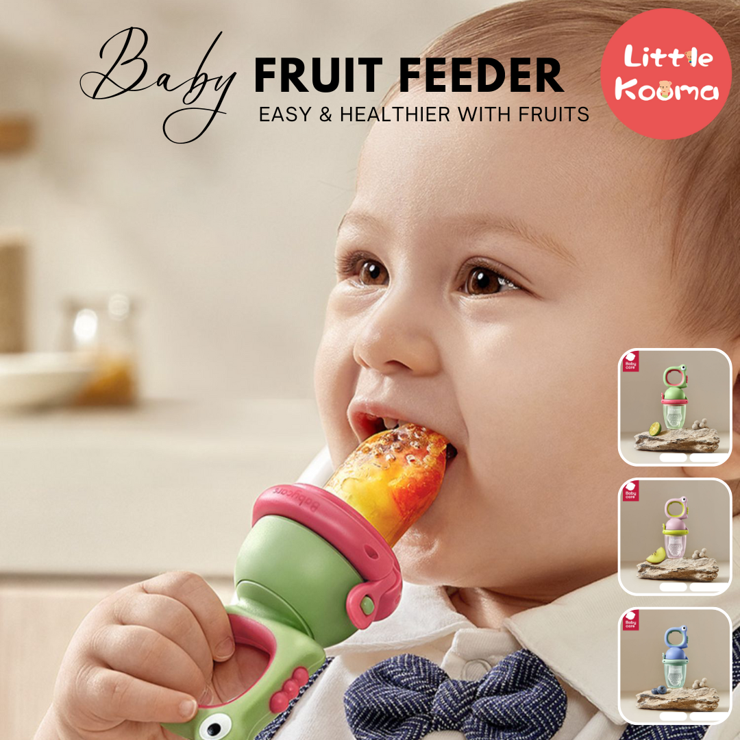 Babycare Baby Food Feeder Feeding Fruit Vegetable Bite Pacifier with 3 Nipple Replacement - quixoticmuses