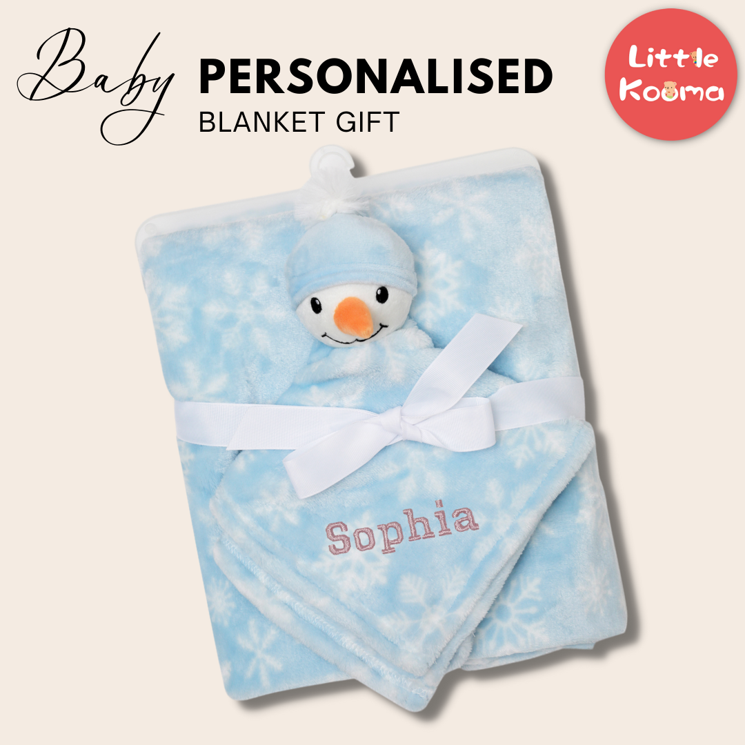 Personalised Customized Hudson Baby Plush Blanket With Snow Man 56527 - quixoticmuses