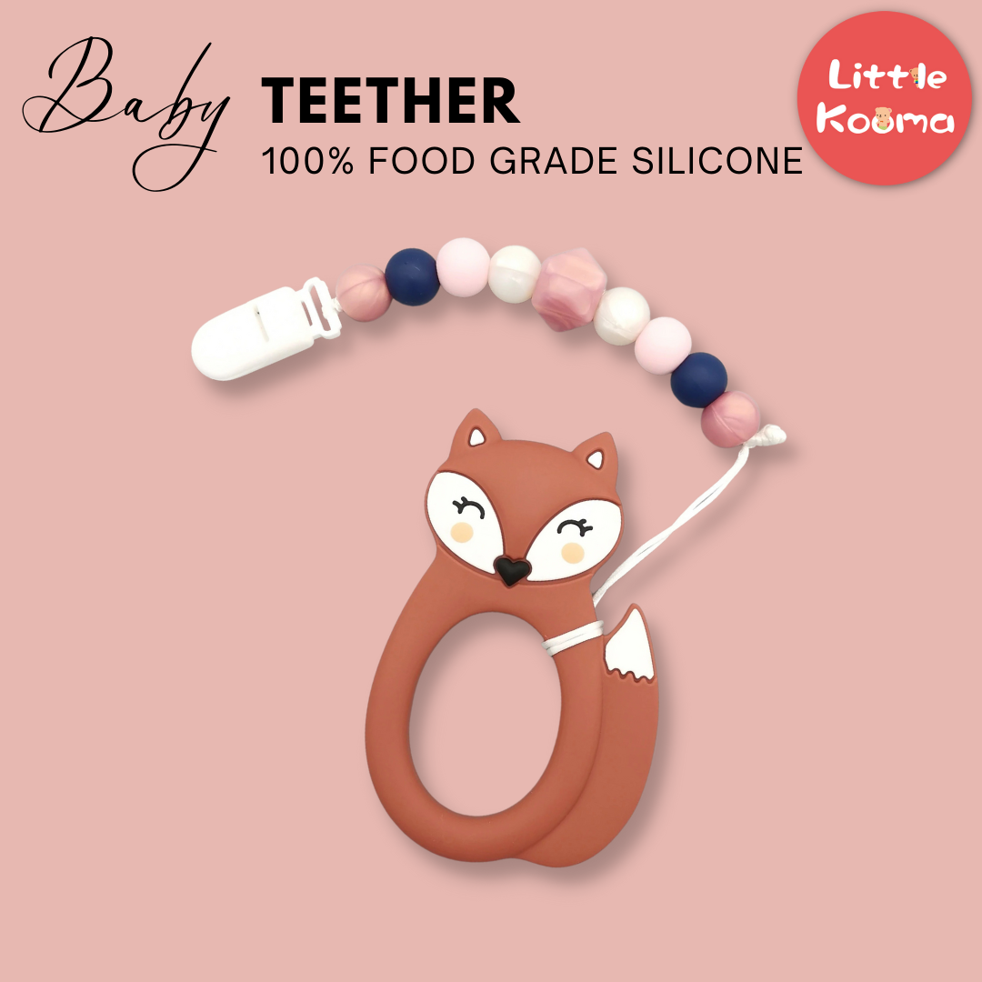 Baby Teether Set Fox Rust Silicone Teether Set By Little Cheeks - quixoticmuses