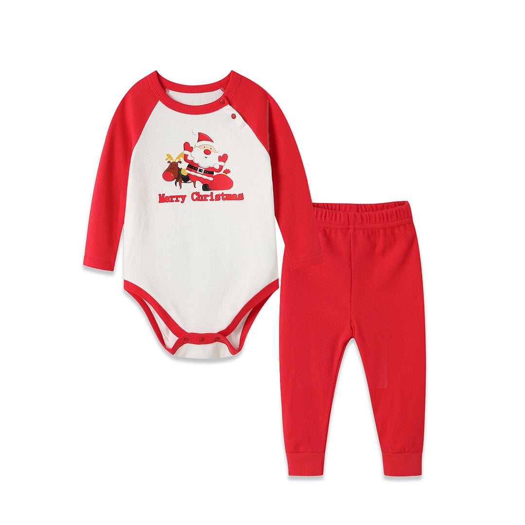 Baby Christmas Outfit Merry Christmas Santa Long Sleeve Bodysuit n Pants Two Piece Set - quixoticmuses