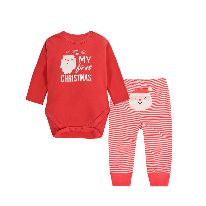 Baby Christmas Outfit My First Christmas Long Sleeve Bodysuit n Pants Two Piece Set - quixoticmuses