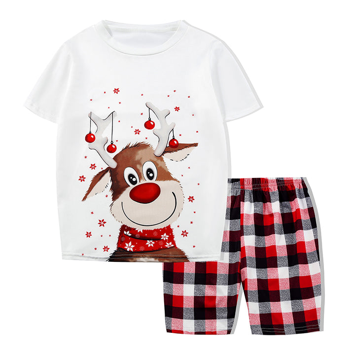 Baby Kids Boy Girl Daddy Mummy Brother Sister Sibling Family Wear Short Sleeve Reindeer Print Christmas Outfit Romper Top n Shorts Set - quixoticmuses