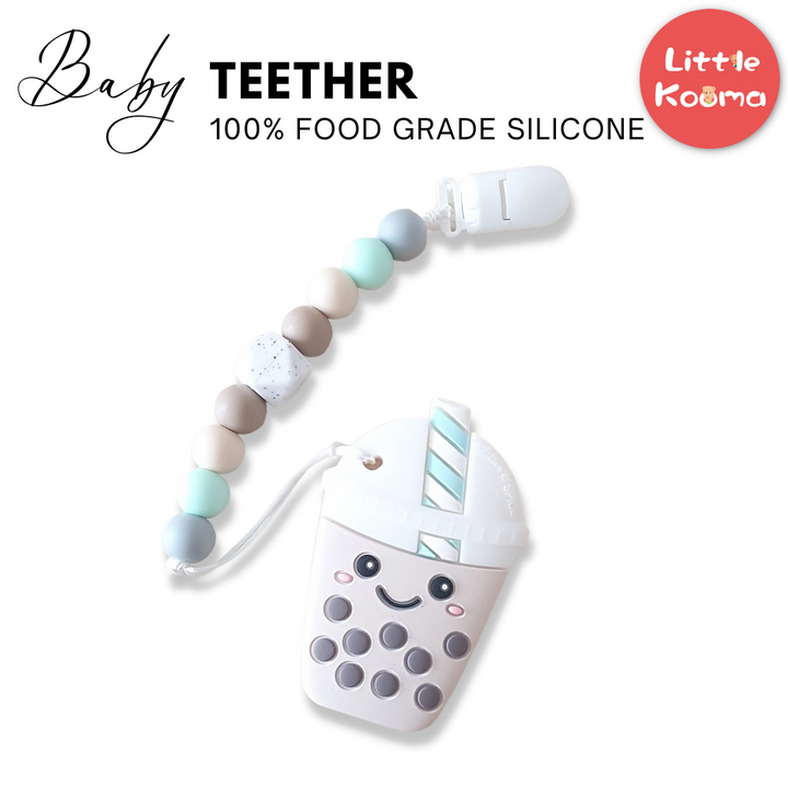 Baby Teether Set Smiling Bubble Tea Silicone Teether Set By Glitter & Spice - quixoticmuses