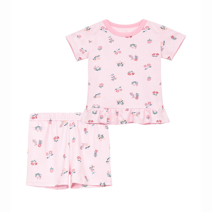 Baby Girl Ruffled Trim Floral Printed Top n Shorts Set - quixoticmuses