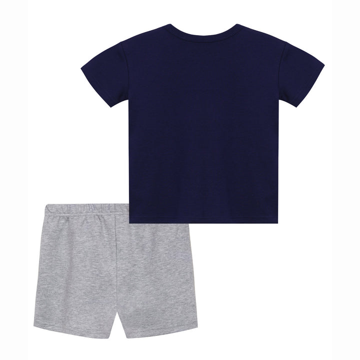 Baby Boy Whale Dark Blue Top n Grey Shorts Set - quixoticmuses