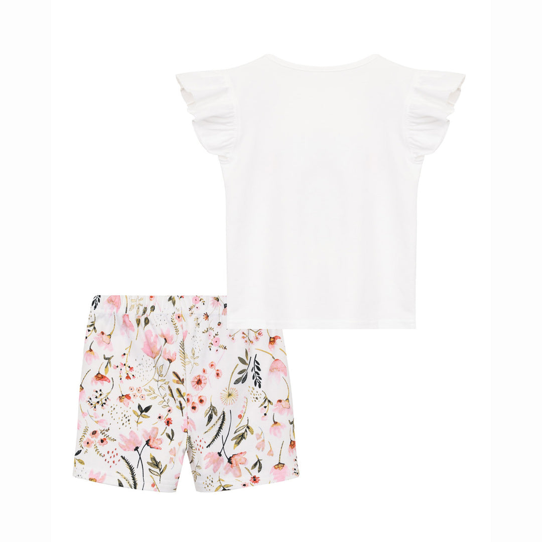 Baby Girl Ruffled Pink White Printed Top n Floral Shorts Set Girls Power - quixoticmuses