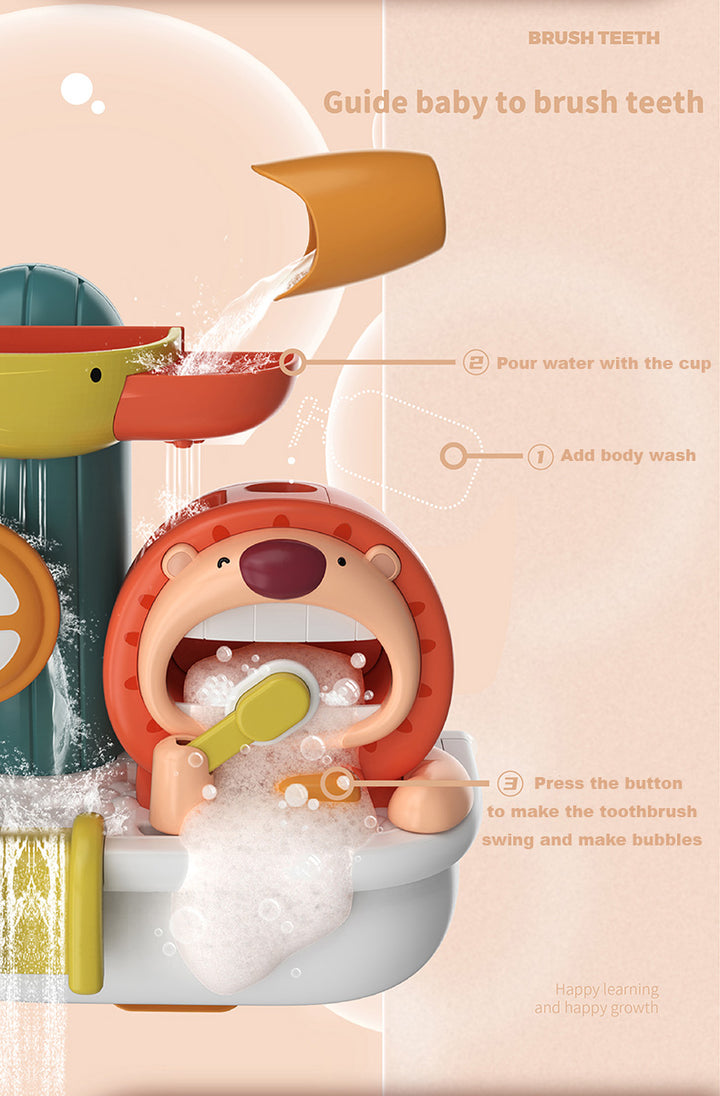 Baby Toddler Kids Wall Bathtub Mounted Bird n Lion Bubble Bath Toy Set w Suction Cups - quixoticmuses