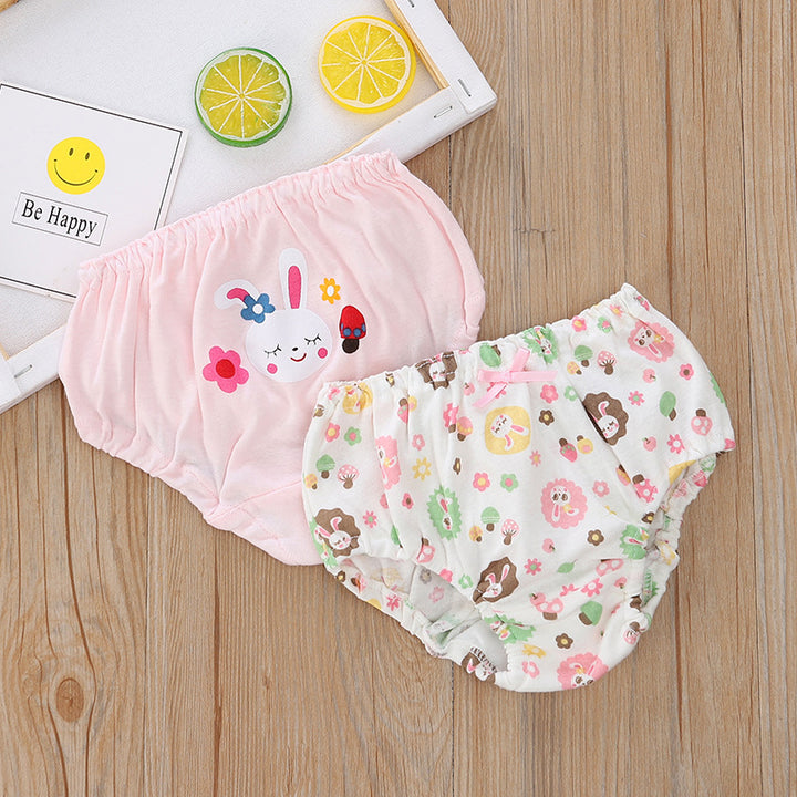 Baby Kid Girls Cotton Briefs Underwear Mushroom Bunny 2 Pack - quixoticmuses