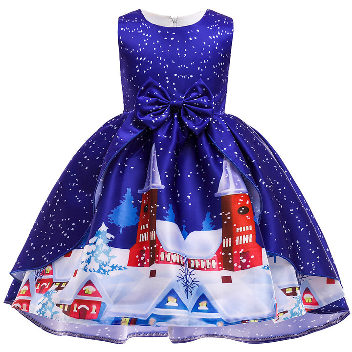 Kids Girls Sleeveless Santa Dress Big Bowtie Christmas Outfit w Zip - quixoticmuses