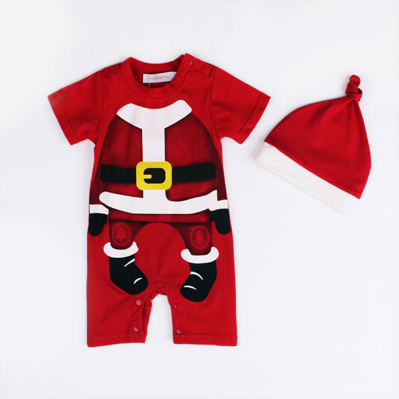 Baby Boy Christmas Outfit Santa Claus Romper Two Piece Set - 1125 - quixoticmuses