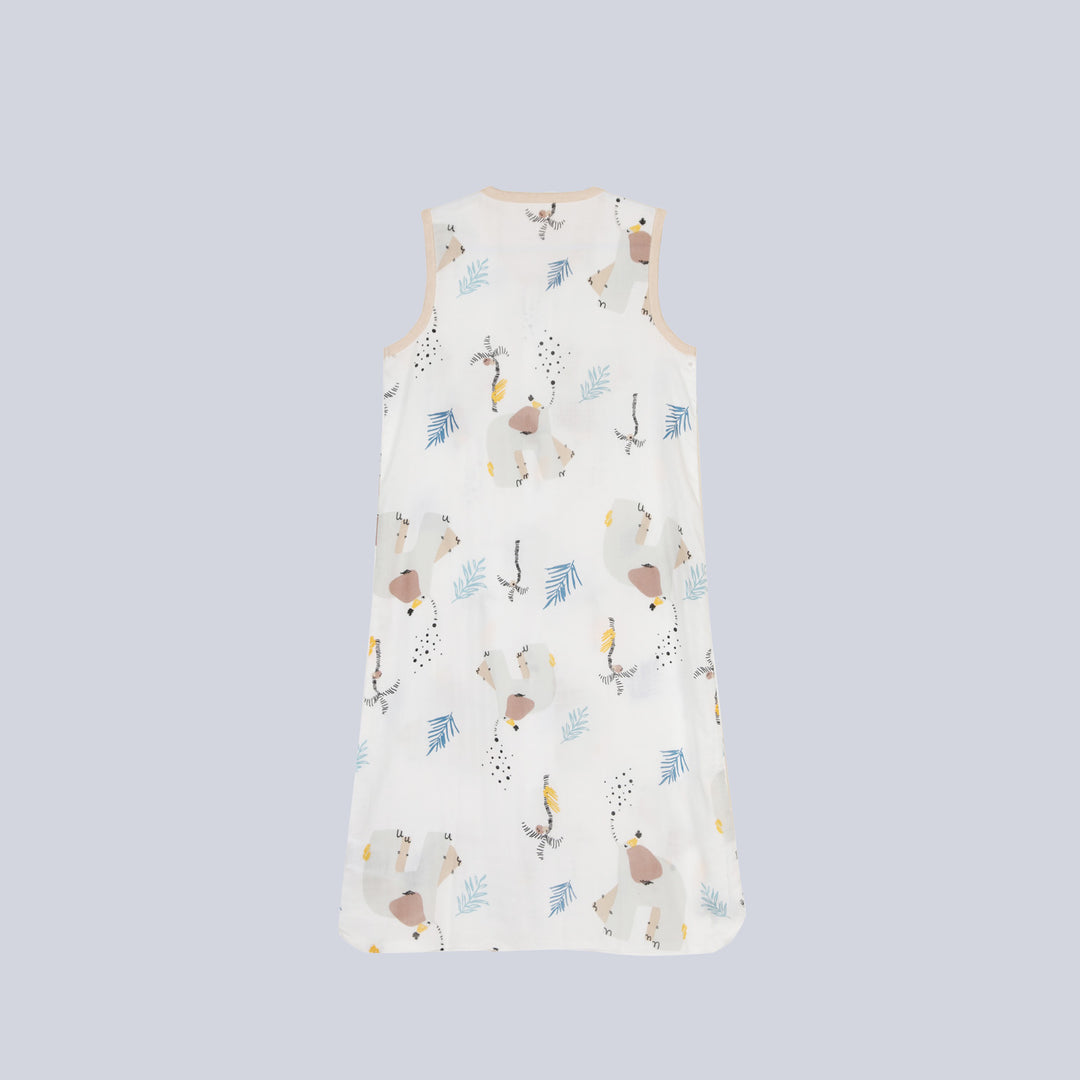 Baby Wearable Muslin Blanket Sleeveless Sleeping Bag 3-Way Zipper Elephant 0.2 TOG - quixoticmuses