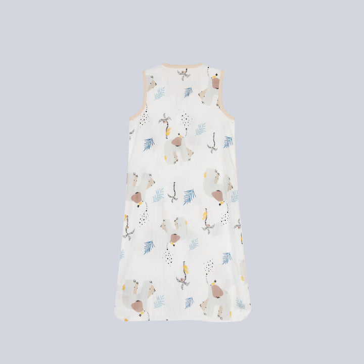 Baby Wearable Muslin Blanket Sleeveless Sleeping Bag 3-Way Zipper Elephant 0.2 TOG - quixoticmuses