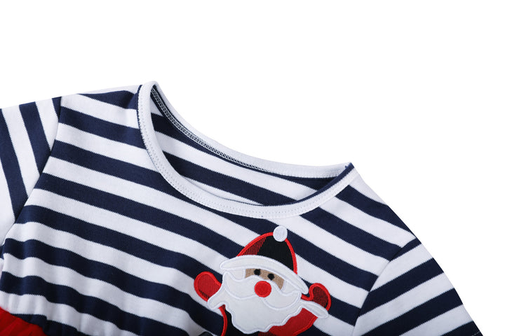 Baby Kids Christmas Outfit Stripe Santa Dress w Headband - quixoticmuses