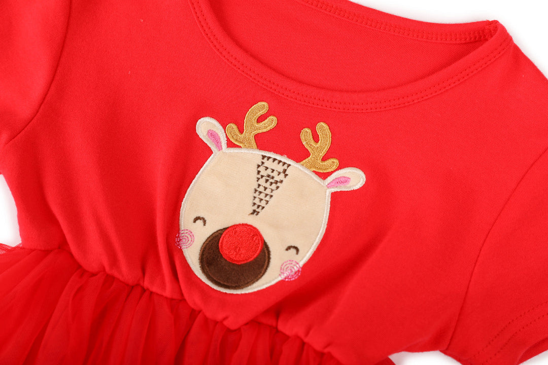 Baby Kids Christmas Outfit Red Reindeer Dress - quixoticmuses