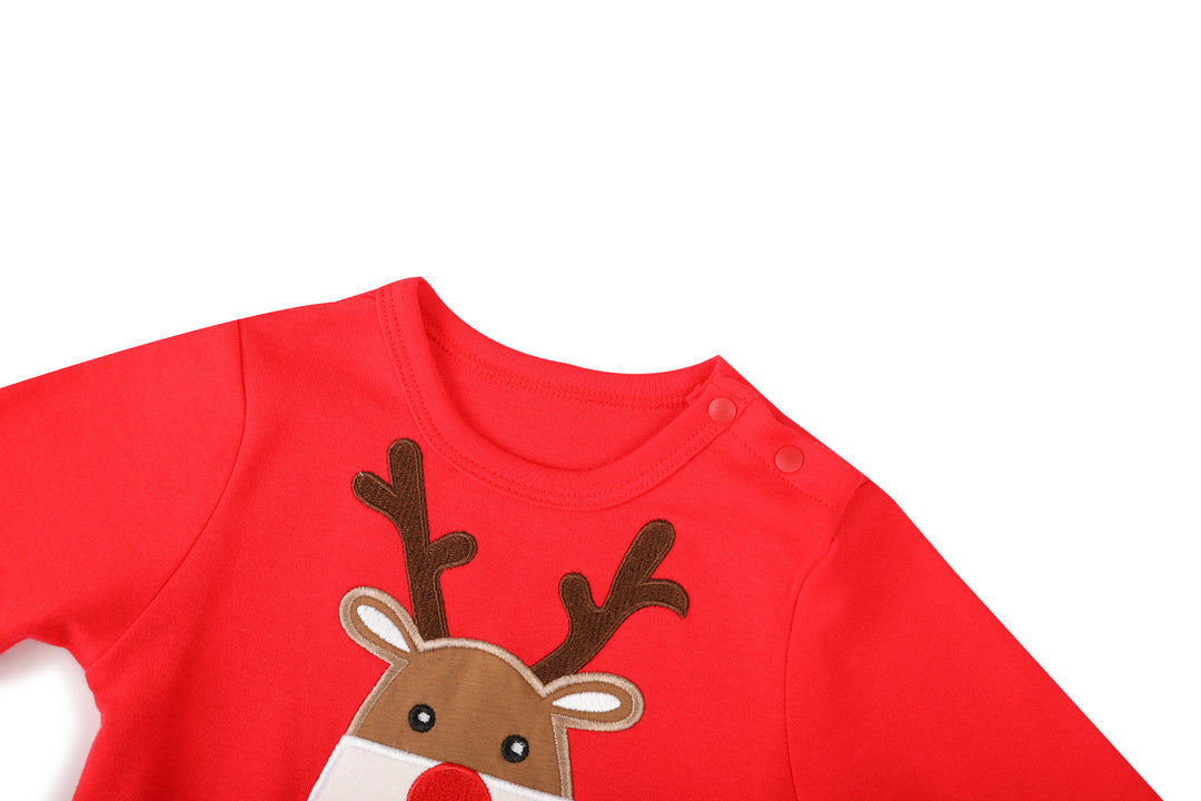 Baby Christmas Outfit Reindeer Long Sleeve All In One Jumpsuit - quixoticmuses