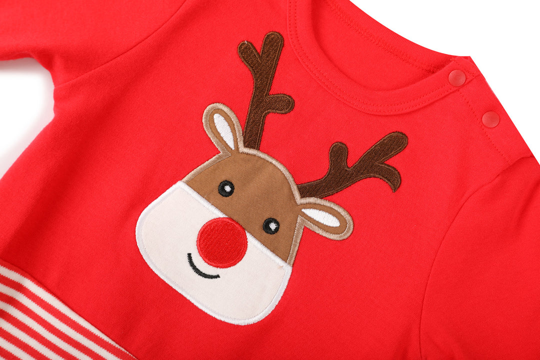 Baby Christmas Outfit Reindeer Long Sleeve All In One Jumpsuit - quixoticmuses