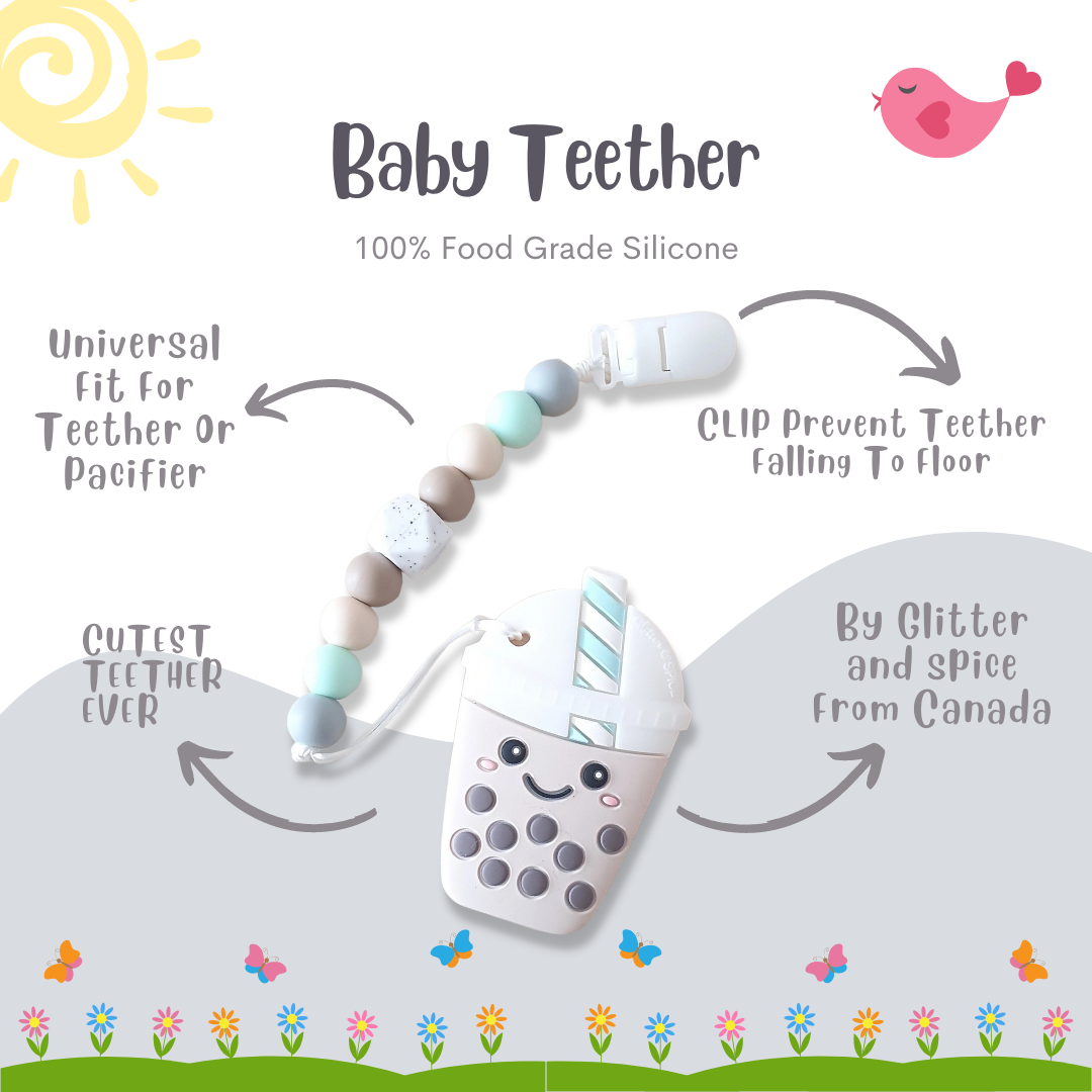 Baby Teether Set Smiling Bubble Tea Silicone Teether Set By Glitter & Spice - quixoticmuses