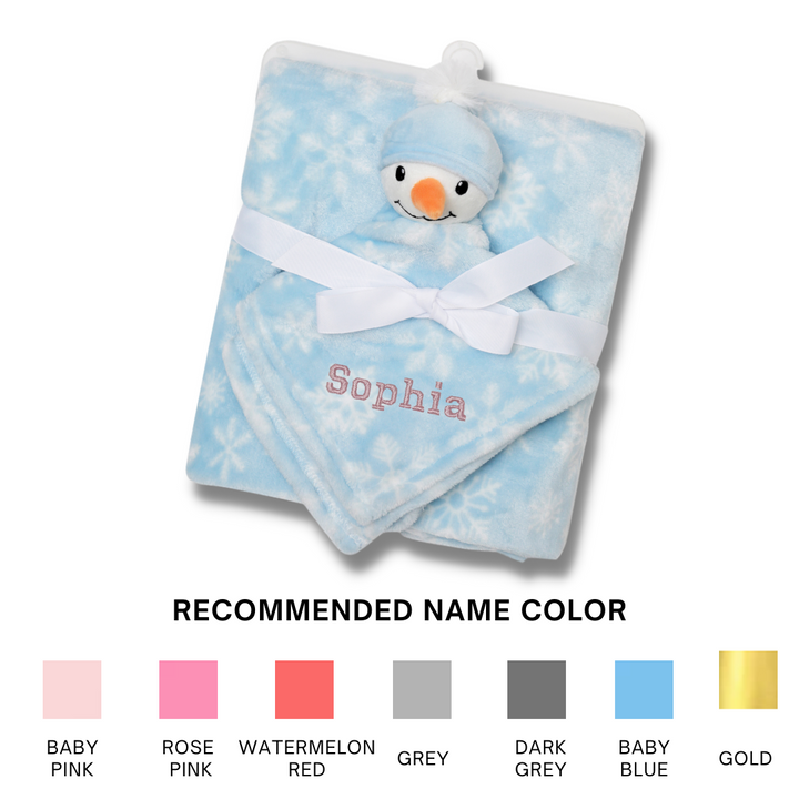 Personalised Customized Hudson Baby Plush Blanket With Snow Man 56527 - quixoticmuses