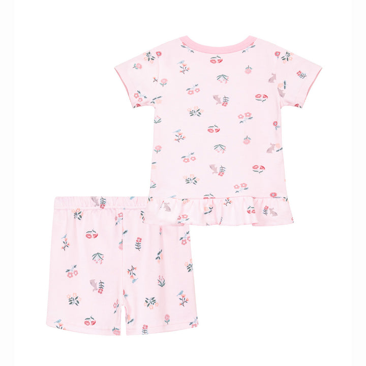 Baby Girl Ruffled Trim Floral Printed Top n Shorts Set - quixoticmuses