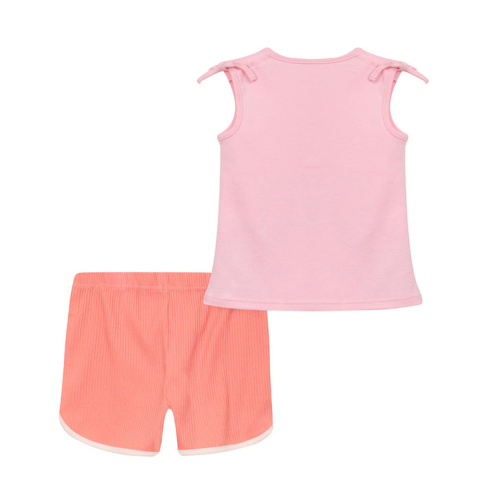 Baby Girl Knot Shoulder Pink Printed Koala Top n Shorts Set - quixoticmuses