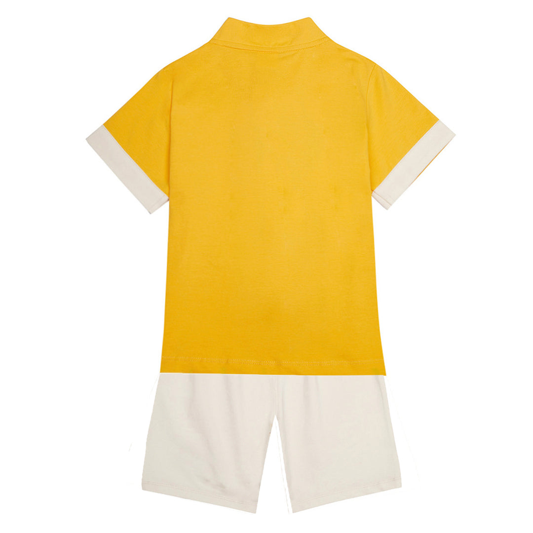 Baby Kids Boys Chinese Character Fu n Xi Yellow Cheongsam Set Top n Shorts CNY Chinese New Year Outfit - quixoticmuses