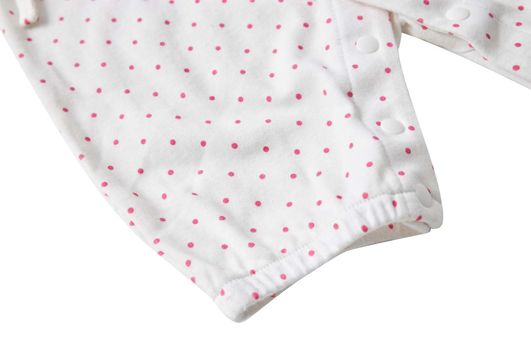 Baby Girl Kimono Romper White w Pink Dots Big Smiles for Mummy - quixoticmuses