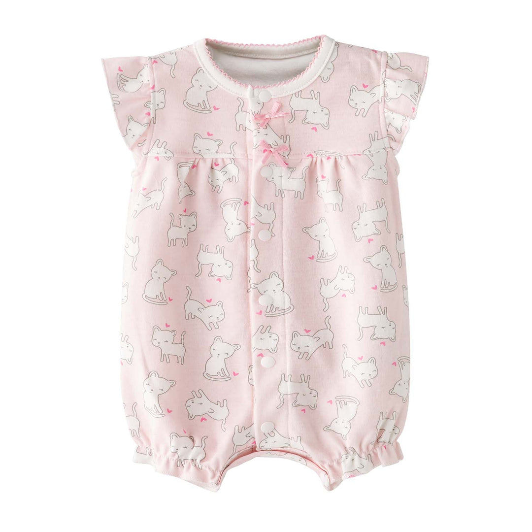 Baby Girl Pink w White Cats Romper - quixoticmuses