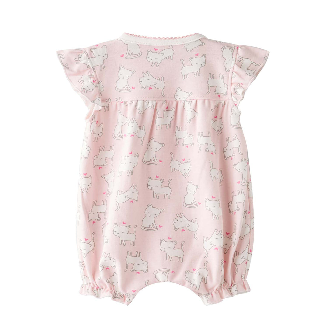 Baby Girl Pink w White Cats Romper - quixoticmuses