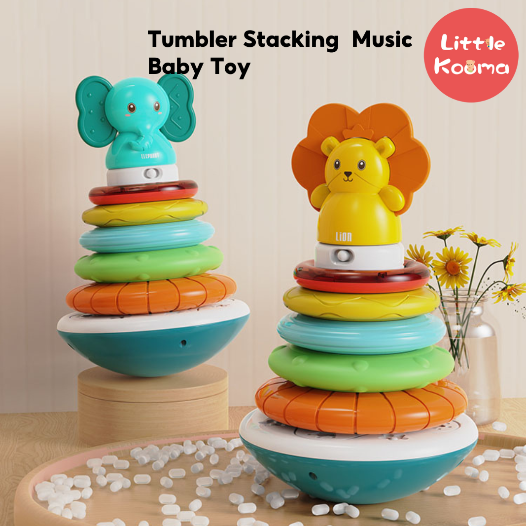 3 In 1 Tumbler Stacking Hand Rattles Baby Toy With Music - quixoticmuses