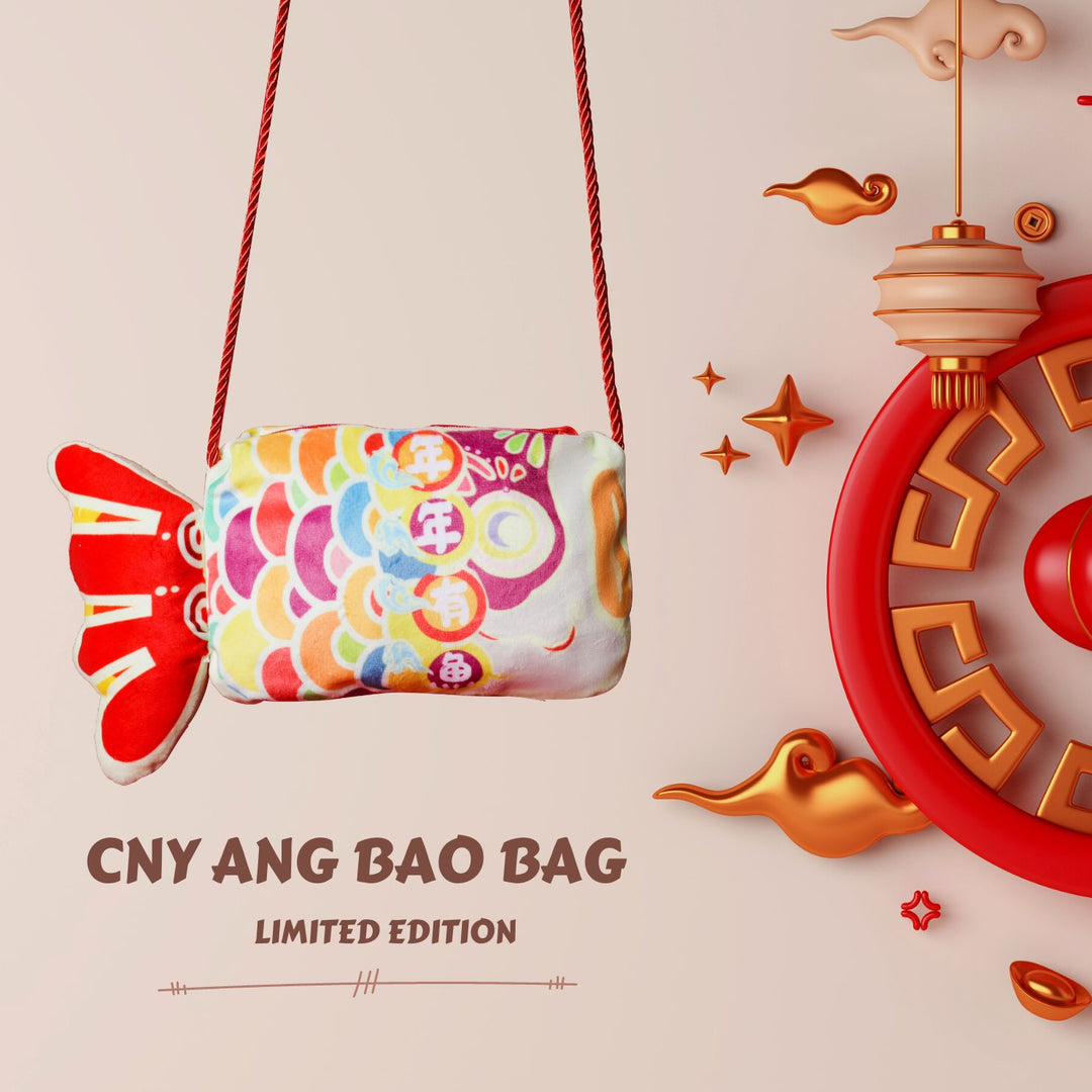 Baby Kids CNY Chinese New Year Ang Bao Red Velvet Envelope Sling Bag Little Fish Nian Nian You Yu - quixoticmuses