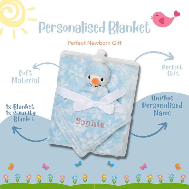 Personalised Customized Hudson Baby Plush Blanket With Snow Man 56527 - quixoticmuses