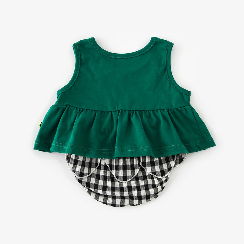 Baby Girl Sleeveless Top n Plaid Knickers Set - 1006 - quixoticmuses