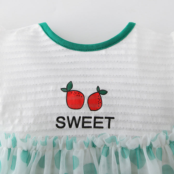 [ZBG09] Baby Girl Fruit Bodysuit Dress Voile Dotted Skirt - quixoticmuses