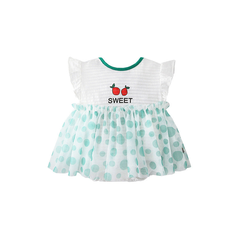 [ZBG09] Baby Girl Fruit Bodysuit Dress Voile Dotted Skirt - quixoticmuses