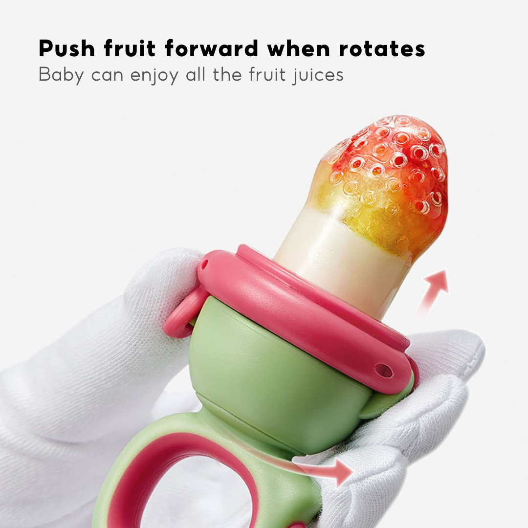 Babycare Baby Food Feeder Feeding Fruit Vegetable Bite Pacifier with 3 Nipple Replacement - quixoticmuses