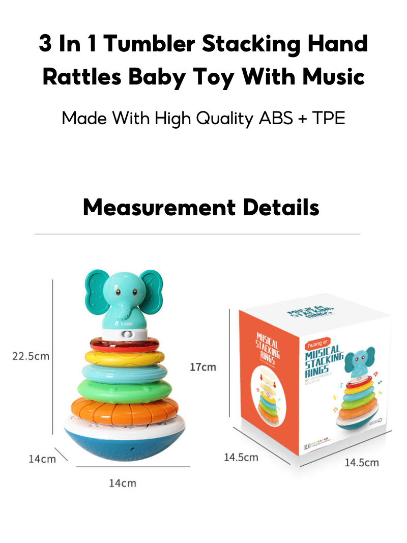 3 In 1 Tumbler Stacking Hand Rattles Baby Toy With Music - quixoticmuses