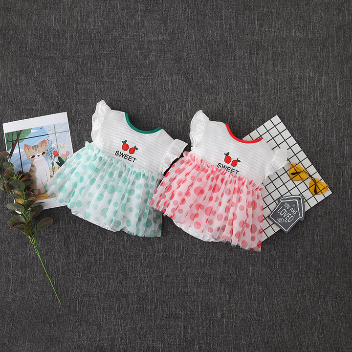 [ZBG09] Baby Girl Fruit Bodysuit Dress Voile Dotted Skirt - quixoticmuses