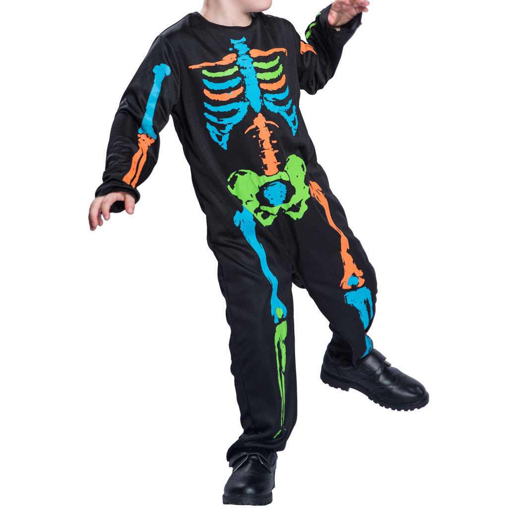 Kids Halloween Costume Colorful Skeleton FT20464 - quixoticmuses