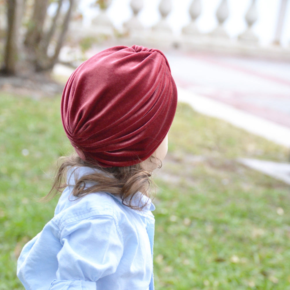 Baby Girl's Velour Turban Hat w Knot - 0816 - quixoticmuses